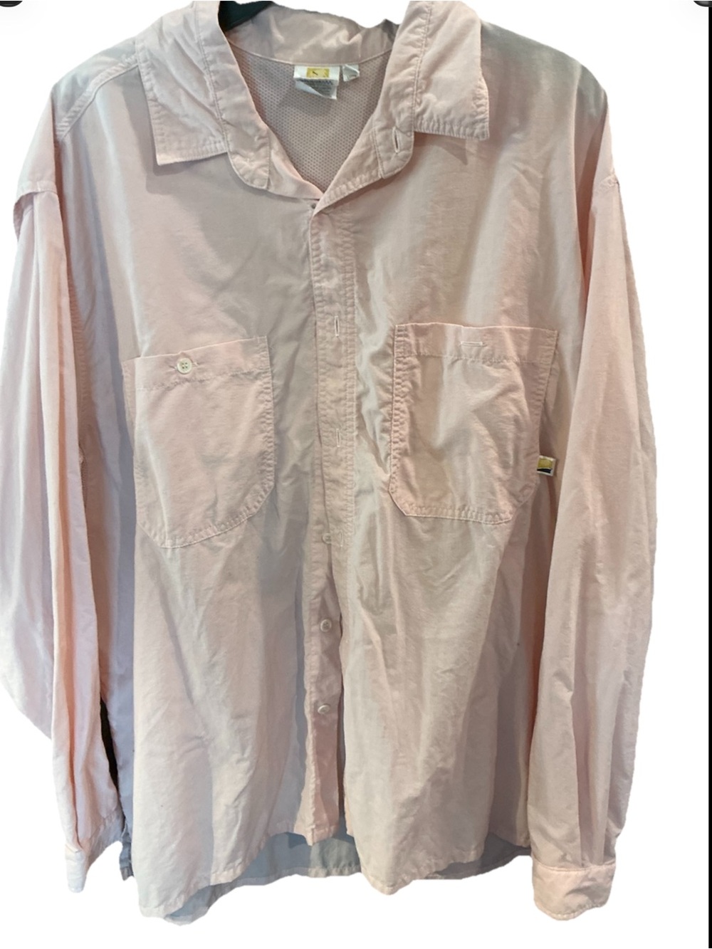 Solumbra Men’s XL UPF Sun Protection Fishing Shirt Pink Vented Outdoor Button Up